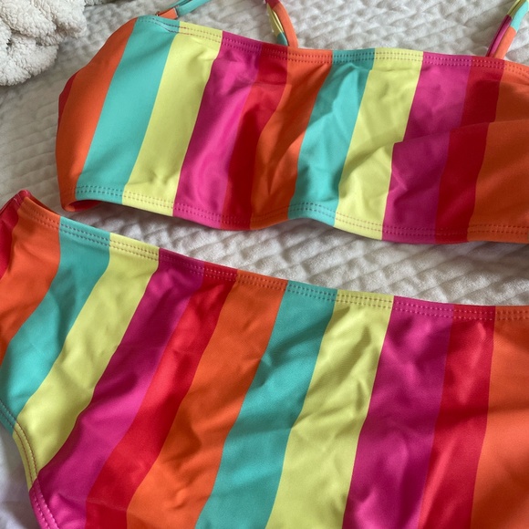 SHEIN MULTI COLOR STRIPED 2 PC BIKINI SIZE XL NEW - Picture 2 of 10